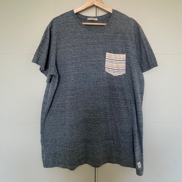 Marine Layer Other - Marine Layer Signature Pocket T-Shirt Soft Heather Grey Striped Pocket Size L